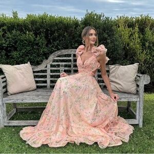 Mac Duggal Floral Pink Maxi Dress